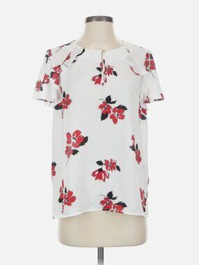 Liz Claiborne Women White Short Sleeve Blouse M